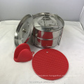 Instants pot 2-stackable insert steamer with knob and holes lids